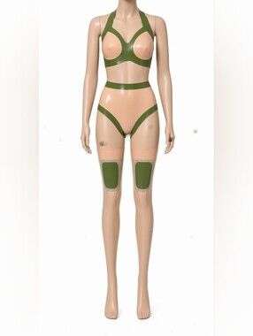 Libidex Latex Lingerie Bra Set With Stockings XS